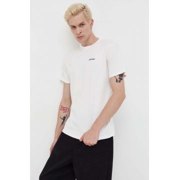 Hollister Co. tricou din bumbac culoarea bej, neted