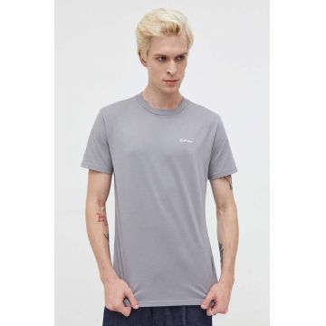 Hollister Co. tricou din bumbac culoarea gri, neted
