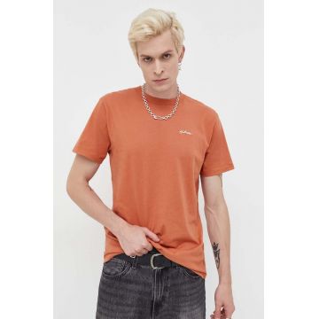 Hollister Co. tricou din bumbac culoarea portocaliu, neted