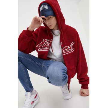 Karl Kani bluza barbati, culoarea rosu, cu glugă, cu imprimeu