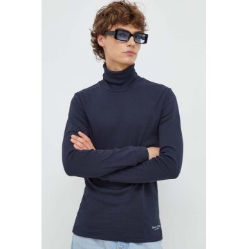 Marc O'Polo longsleeve din bumbac culoarea albastru marin, neted