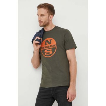 North Sails tricou din bumbac culoarea verde, cu imprimeu