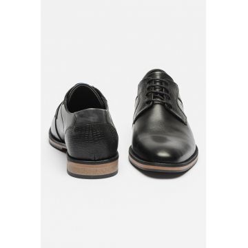Pantofi derby din piele cu model piele de reptila