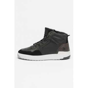 Pantofi sport high-top de piele cu garnituri textile