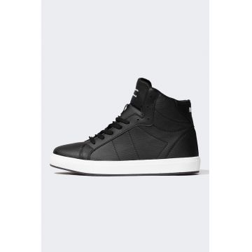 Pantofi sport high-top de piele ecologica