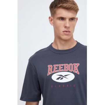 Reebok Classic tricou din bumbac culoarea albastru marin, cu imprimeu