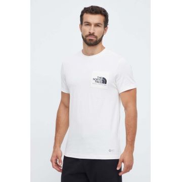 The North Face tricou din bumbac culoarea bej, cu imprimeu