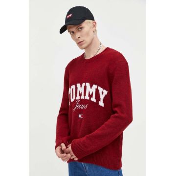 Tommy Jeans pulover barbati, culoarea bordo