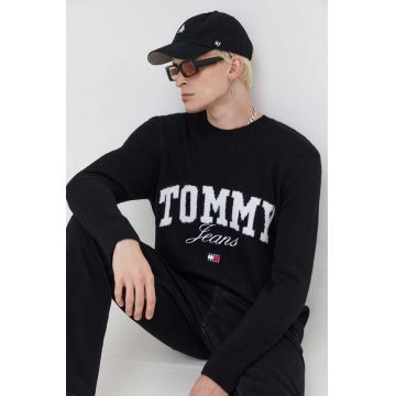 Tommy Jeans pulover barbati, culoarea negru