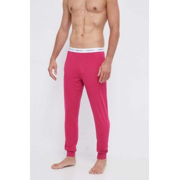 United Colors of Benetton pantaloni lounge din bumbac culoarea roz