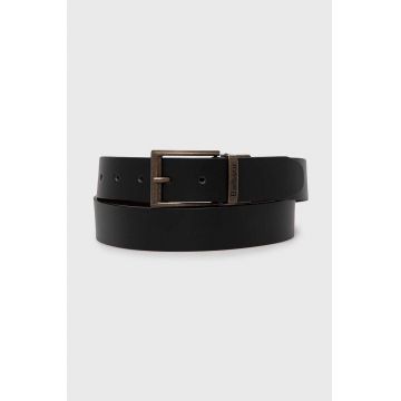 Barbour curea de piele cu doua fete barbati, culoarea negru
