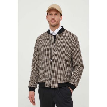 BOSS geaca bomber barbati, culoarea bej, de tranzitie