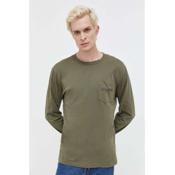 Hollister Co. longsleeve din bumbac culoarea verde, cu imprimeu