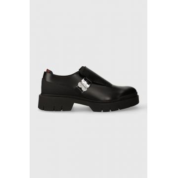 HUGO pantofi de piele Denzel barbati, culoarea negru, 50503626