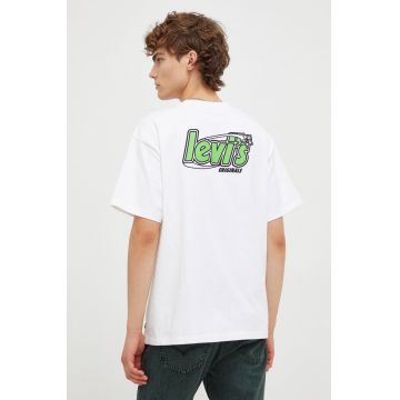 Levi's tricou din bumbac culoarea alb, cu imprimeu