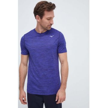 Mizuno tricou de alergare Impulse culoarea albastru marin, melanj