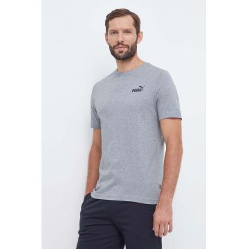 Puma tricou din bumbac bărbați, culoarea gri, uni 679187