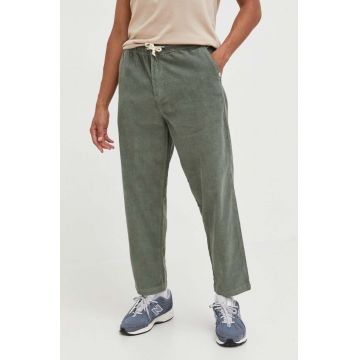Quiksilver pantaloni de bumbac culoarea verde, drept