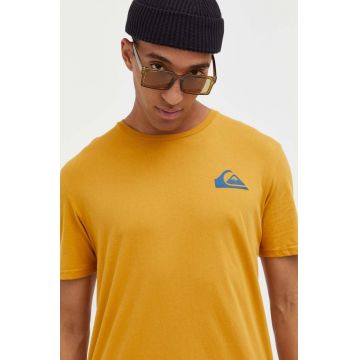Quiksilver tricou din bumbac culoarea galben, cu imprimeu