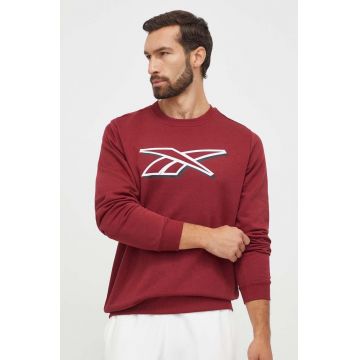 Reebok bluza barbati, culoarea bordo, cu imprimeu