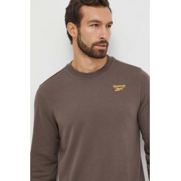 Reebok bluza barbati, culoarea maro, cu imprimeu