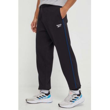 Reebok pantaloni de trening culoarea negru, cu imprimeu