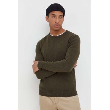 Superdry pulover din amestec de lana barbati, culoarea verde, light