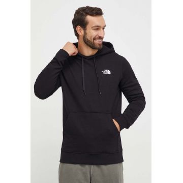 The North Face hanorac de bumbac barbati, culoarea negru, cu glugă, cu imprimeu