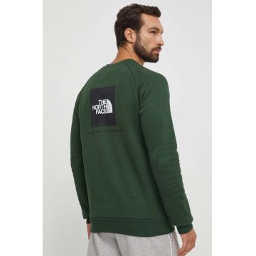 The North Face hanorac de bumbac barbati, culoarea verde, cu imprimeu