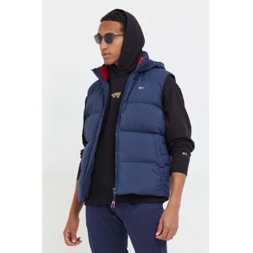 Tommy Jeans vesta de puf barbati, culoarea albastru marin, de iarna