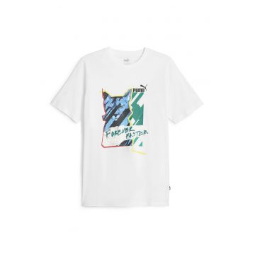Tricou de bumbac cu decolteu la baza gatului