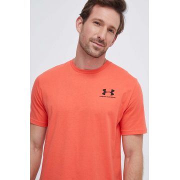 Under Armour tricou barbati, culoarea portocaliu, neted 1326799-439