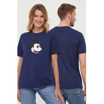 United Colors of Benetton tricou din bumbac DISNEY culoarea albastru marin, cu imprimeu