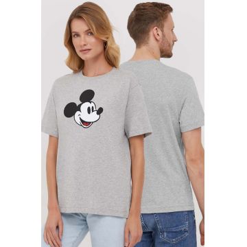 United Colors of Benetton tricou din bumbac DISNEY culoarea gri, cu imprimeu