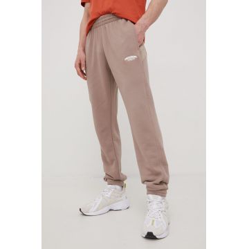 adidas Originals pantaloni de trening din bumbac HC9461 barbati, culoarea bej, neted