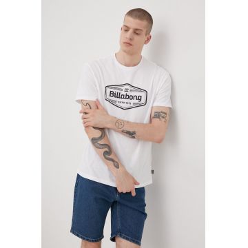 Billabong tricou din bumbac culoarea alb, cu imprimeu