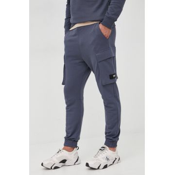 G-Star Raw pantaloni de trening barbati, culoarea albastru marin, neted