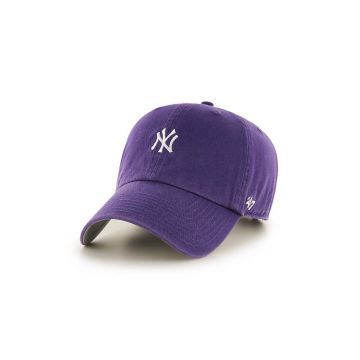 47brand șapcă de baseball din bumbac MLB New York Yankees culoarea violet, cu imprimeu  B-BSRNR17GWS-PP