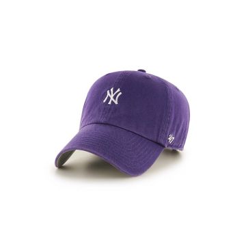 47brand șapcă de baseball din bumbac MLB New York Yankees culoarea violet, cu imprimeu B-BSRNR17GWS-PP