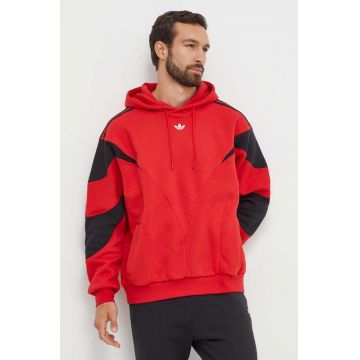 adidas Originals bluza barbati, culoarea rosu, cu glugă, modelator