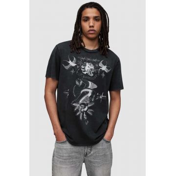 AllSaints tricou MG017Z PARLOUR SS CREW barbati, culoarea negru, modelator