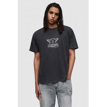 AllSaints tricou MG018Z MATCH SS CREW barbati, culoarea negru, cu imprimeu