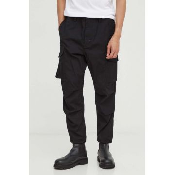 G-Star Raw pantaloni de bumbac culoarea negru, cu fason cargo