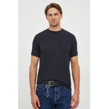 Karl Lagerfeld tricou barbati, culoarea albastru marin, neted