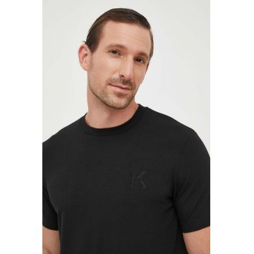 Karl Lagerfeld tricou barbati, culoarea negru, neted