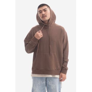 KSUBI hanorac de bumbac bărbați, culoarea maro, cu glugă, uni MPS23FL017-brown