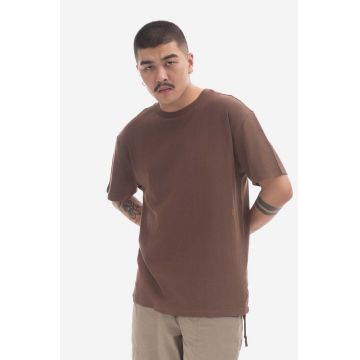 KSUBI tricou din bumbac culoarea maro, neted MPS23TE024-BROWN