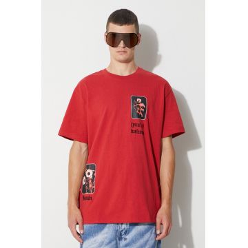 KSUBI tricou din bumbac culoarea roșu, cu imprimeu