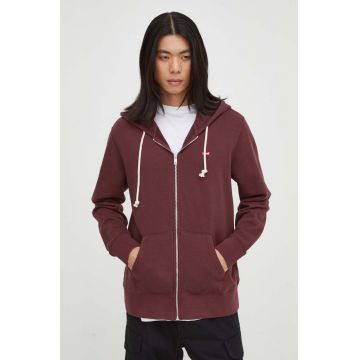 Levi's hanorac de bumbac barbati, culoarea bordo, cu glugă, neted