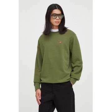 Levi's hanorac de bumbac barbati, culoarea verde, neted